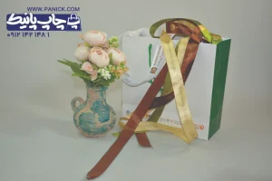 روبان زرد و قهوه ای با چاپ های متفاوت