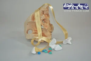 روبان طلایی ۴ سانتی متری با چاپ طلایی ۲ روزه