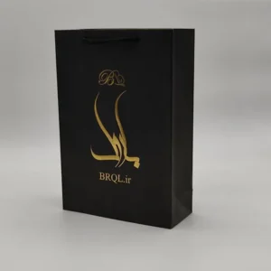 چاپ بگ گلاسه مشکی 17×24 با چاپ طلاکوب تیراژ 1000 عددی