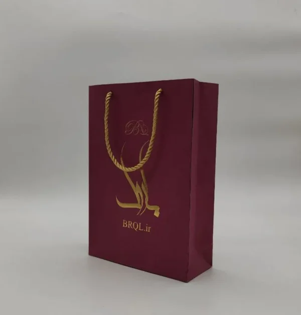 چاپ بگ گلاسه بنفش بارول چاپ طلاکوب تیراژ 1000 عددی