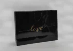 بگ گلاسه براق مشکی 52×36 با چاپ طلاکوب love تیراژ 1000 عددی
