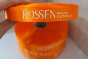 روبان نارنجی با چاپ سفید rossen