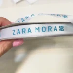 روبان 7 میلی متری سفید با چاپ سبز ZARAMORA تیراژ 1000 متری