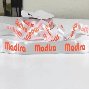 روبان سفید با چاپ نارنجی madisa