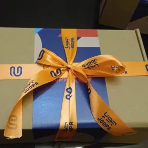 روبان نارنجی جوراب با چاپ سرمه ای