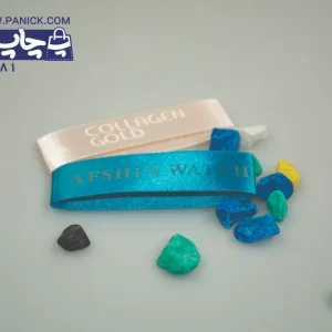 روبان آبی با چاپ سرمه ای ۲ سانتی