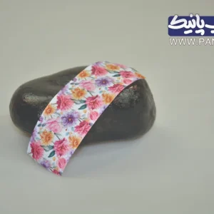 روبان سفید با چاپ ۴ رنگ گل