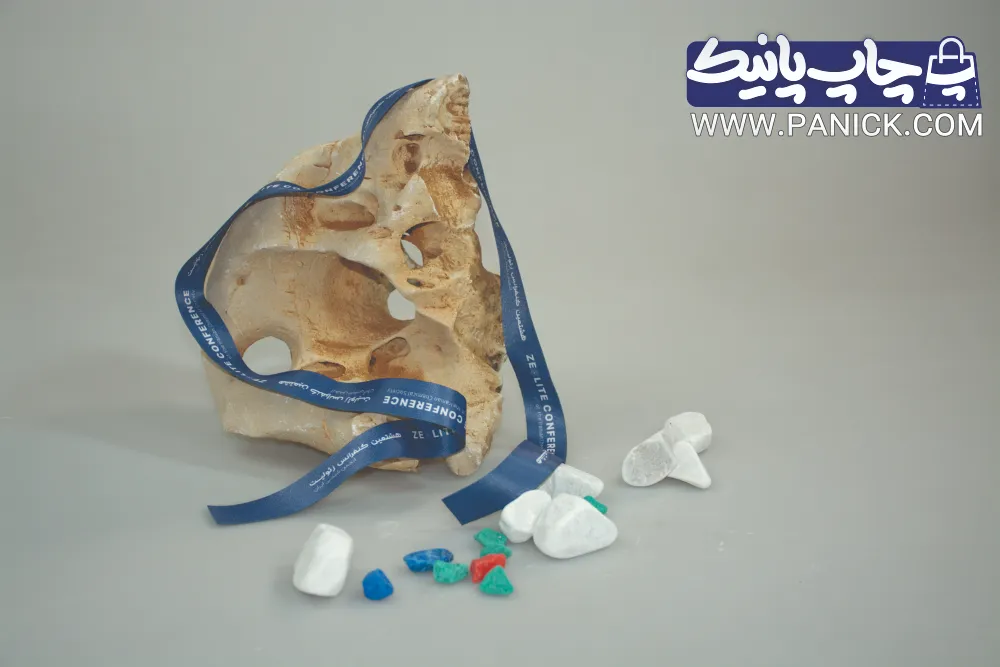 ROBANPANICK-163 روبان سرمه ای ۳ سانتی با چاپ سفید کنفرانس