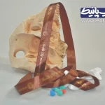 روبان زرد ۲/۵ سانتی با چاپ قهوه ای