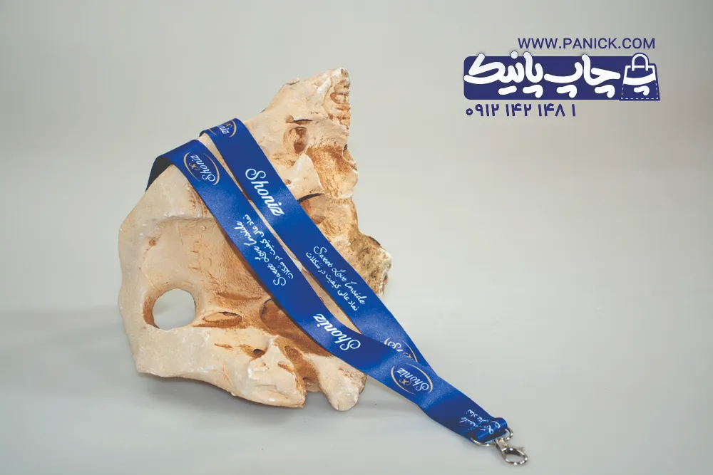 ROBANPANICK-62 روبان سرمه ای با چاپ شومیز برای بند گردنی