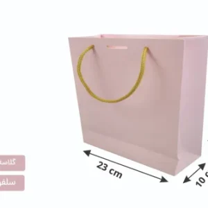 ساک دستی گلاسه صورتی سایز 10×23×23