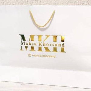 ساک دستی اختصاصی سفید با چاپ یکرو طلاکوب