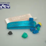 روبان فیروزه ای با چاپ طلایی wash