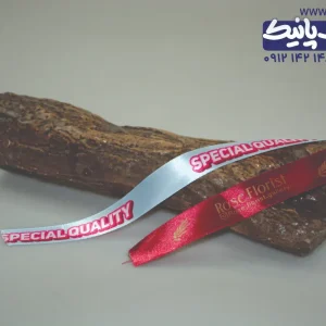 روبان زرشکی با چاپ طلایی rose florist