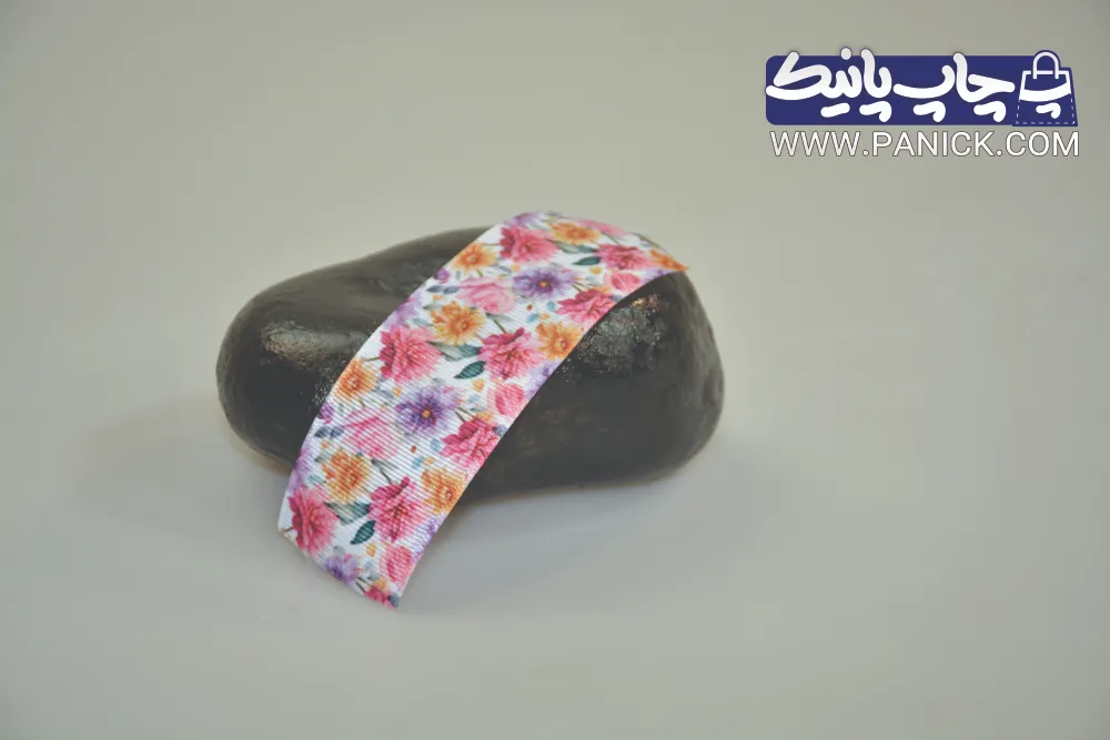 ROBANPANICK-152 روبان 4 سانتی با چاپ 4 رنگ گل گلی