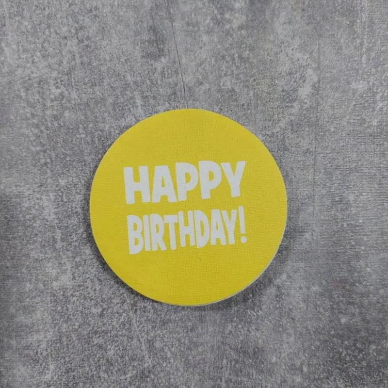 kart-tashakor012 گیفت تگ تولد زرد قطر 5 سانتی متر بسته 50 عددی