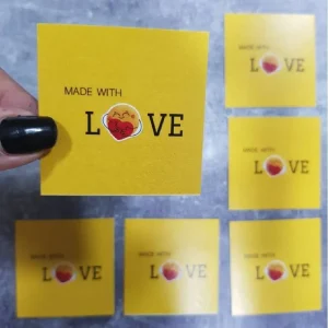 کارت with love سایز 5×5 سانتی متر بسته 50 عددی