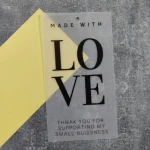 تگ شفاف made with love سایز5×9 سانتی متر بسته 50 عددی