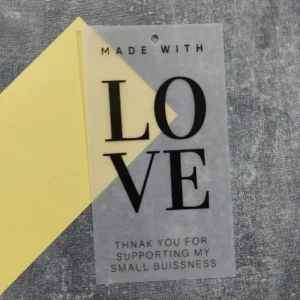 تگ شفاف made with love سایز5×9 سانتی متر بسته 50 عددی