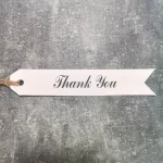 تگ روبان سفید تشکر 2.3×12.5 سانتی متر بسته 50 عددی