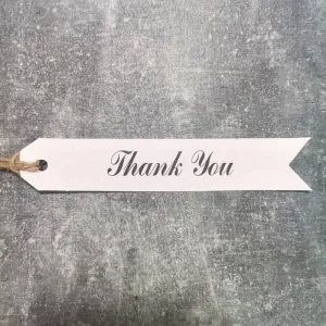 تگ روبان سفید تشکر 2.3×12.5 سانتی متر بسته 50 عددی
