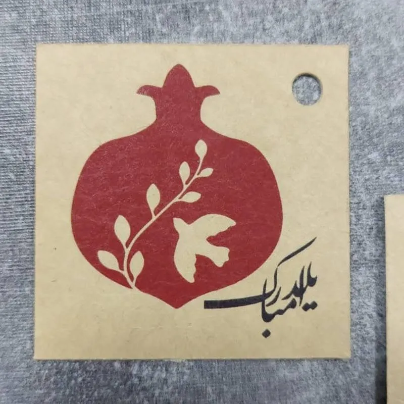 kart-tashakor08 تگ یلدایی انار کرافت سایز 5×5 سانتی متر بسته 50 عددی