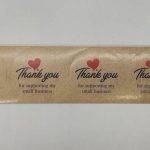 لیبل دایره ای آماده thank you قلبی قطر 5.5 سانتی متر بسته 200 عددی