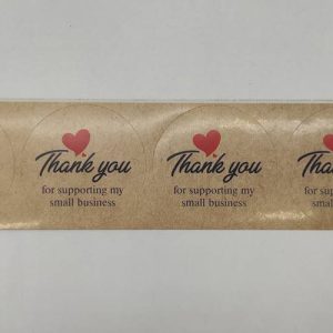 لیبل دایره ای آماده thank you قلبی قطر 5.5 سانتی متر بسته 200 عددی