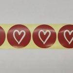 لیبل دایره ای آماده قلب قرمز قطر 5.5 سانتی متر بسته 200 عددی