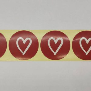 لیبل دایره ای آماده قلب قرمز قطر 5.5 سانتی متر بسته 200 عددی