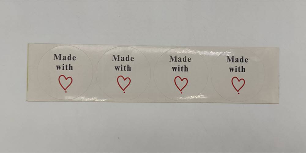 label06 لیبل دایره ای آماده made with قطر 5.5 سانتی متر بسته 200 عددی