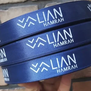 روبان سرمه ای با چاپ سفید lian