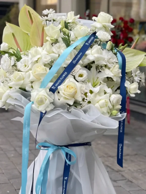 روبان سرمه ای برای گلفروش Mahsiflowers متراژ 1000 متری