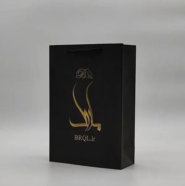 چاپ بگ گلاسه مشکی 17×24 با چاپ طلاکوب تیراژ 1000 عددی
