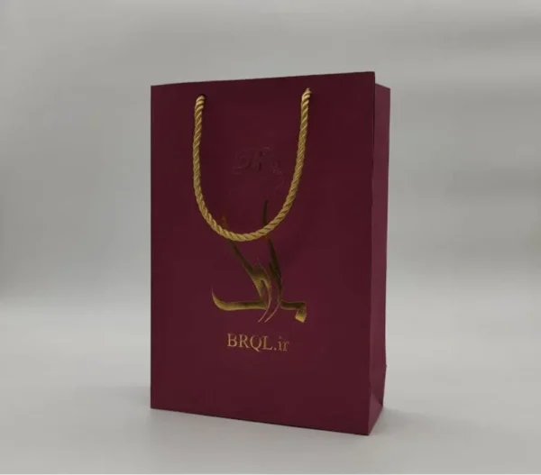 چاپ بگ گلاسه بنفش بارول چاپ طلاکوب تیراژ 1000 عددی