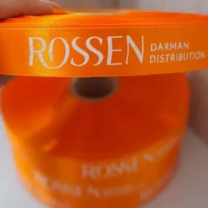 روبان نارنجی با چاپ سفید rossen