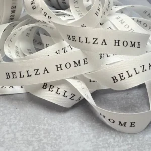 روبان سفید 1/3 سانتی متری کبریتی با چاپ مشکی BELIZA HOME متراژ 1000 متری
