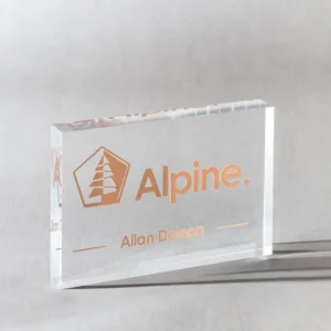 کارت ویزیت پلاکسی گلاسی آکریلیک ALPINE با برش لیزری 100 عددی