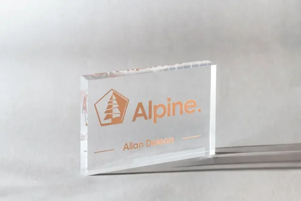 کارت ویزیت پلاکسی گلاسی آکریلیک ALPINE با برش لیزری 100 عددی