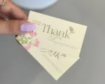 کارت ویزیت کتان کرم سارا THANK YOU تیراژ 1000 عددی