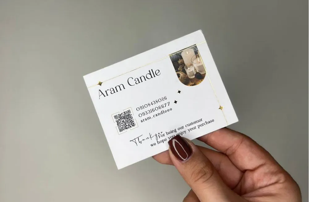 کارت ویزیت و کارت تشکر کتان ARAM CANDLE تیراژ 1000 عددی