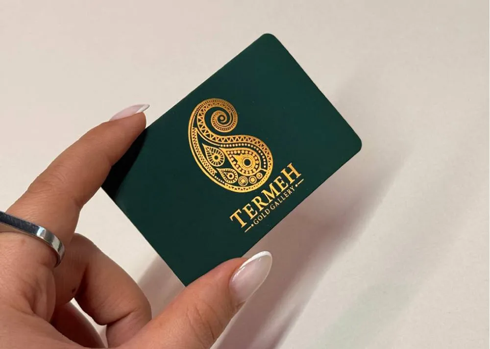 کارت ویزیت لمینت مخملی TERMEH GOLD طلاکوب تیراژ 1000 عددی