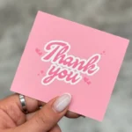 کارت ویزیت مربعی و کارت تشکر صورتی THANK YOU تیراژ 1000 عددی