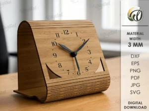برش و حکاکی لیزری ساعت چوبی