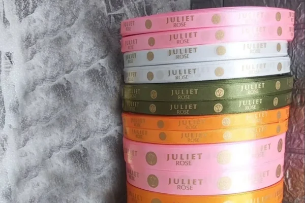 روبان صورتی سفید JULIET ROSE طلایی متراژ 1000 عددی