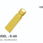 فلش تبلیغاتی استیل زرد molel d-60 درگاه usb2.0 دونه ای
