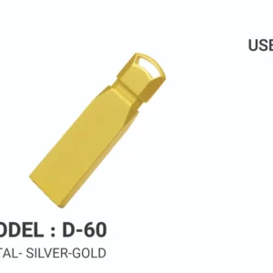 فلش تبلیغاتی استیل زرد molel d-60 درگاه usb2.0 دونه ای