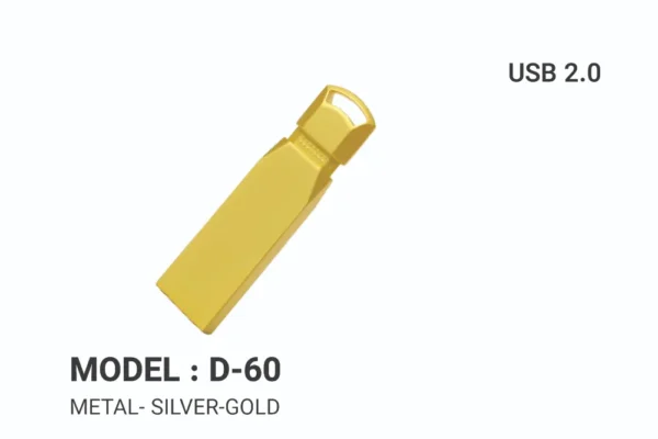 فلش تبلیغاتی استیل زرد molel d-60 درگاه usb2.0 دونه ای