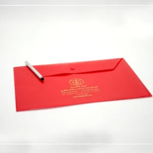 چاپ پوشه طلقی قرمز با طلاکوب ثبت دانا تیراژ 1000 عددی